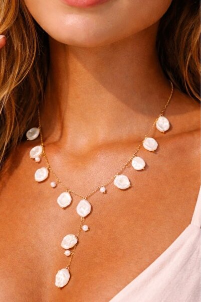 By Song Aksesuar قلادة من اللؤلؤ الاكريليك مع سلسلة فولاذية