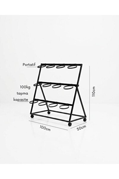 DÜZGÜN METAL ÇİÇEKLİK SAKSILIK STANDI 110/50/100 CM 12 Lİ PORTATİF TEKERLİ(KO...