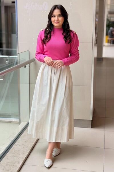 sentez giyim Sentez Ely Beli Lastikli Etek