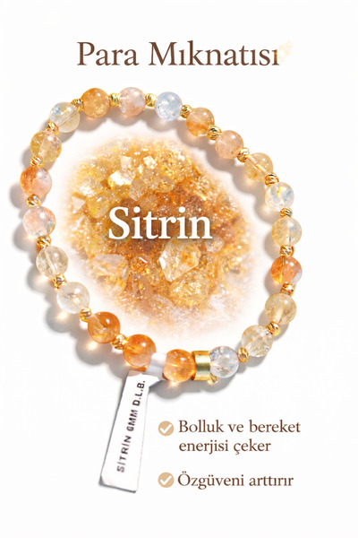 SUGÜLİNSHOP & HANDMADE JEWELRY Gerçek Doğal Taş Sitrin Bileklik
