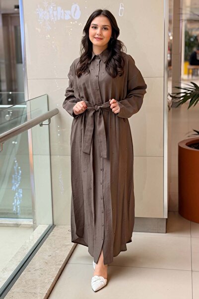 Ceremony Metal Çakma Detaylı Safari Gömlek Elbise