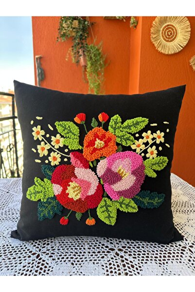 punchatolyem Panch punch gül model kırlent kılıfı zarif şık el yapımı el emeğ...