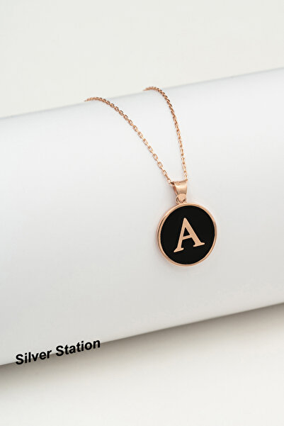 Silver Station Rose Renk 925 Ayar Gümüş Harf Kolye - A Harfi Gümüş Kolye