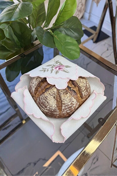 elithomebysengul Pembe Gül Desenli Lüks Ekmeklik