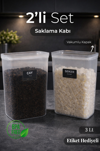 naturelove 2-Piece Vacuum Sealed Tea and Sugar Storage Box Jar with Lid and L...