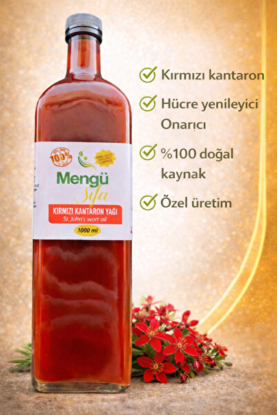 mengü şifa Kırmızı Kantaron (KANTORON) Yağı 1000ml.cam %100 Doğal Yeni Mahsül...
