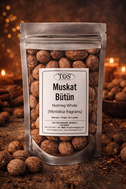 TOS The Organic Spices Muskat Bütün 50 gr (1. Kalite) Myristica fragrans / Hi...