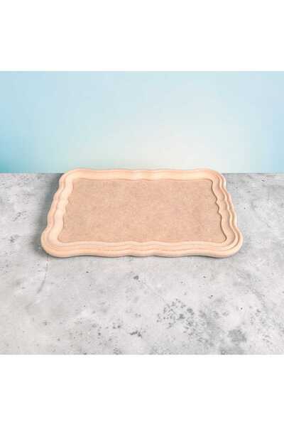 SEKAY AHŞAP Ahşap boyanabilir küçük dikdörtgen tepsi-sunumluk