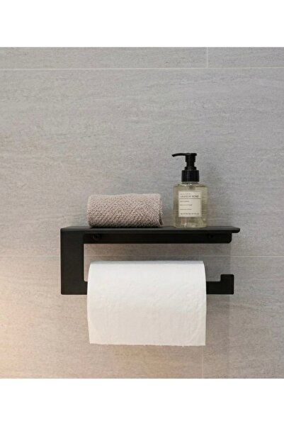 Dersel Dekor Modern Organizer Matte Black Wall Shelf Towel Paper Holder Metal...