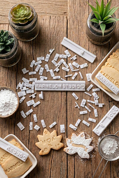 Karmelom Studio Türkçe Karakter Harf, Rakam ve Sembol Baskı Seti - Hamur ve K...