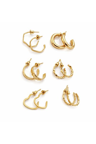 Goche مجموعة أقراط نسائية ذهبية اللون مكونة من 12 قطعة - مجموعة متنوعة من الأ...