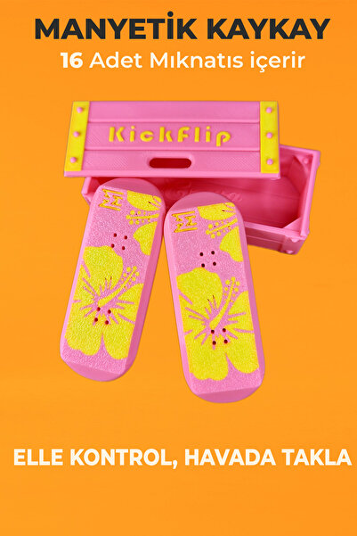 Creva KickFlip Mıknatıslı Kaykay Stres Oyuncağı Fidget Slider - Pembe-Hibiscu...