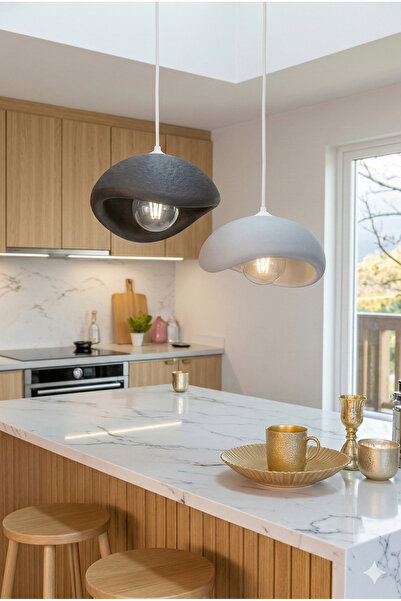 Depozee 2’li Dekoratif Sarkıt Avize Bohem Rustik Siyah Gri Loft Aydınlatma Am...