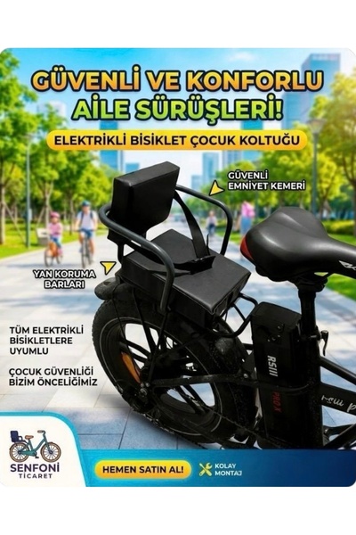 senfoniticaret Elektrikli Bisiklet Yan Korumalı Çocuk Koltuğu, Emniyet Kemerl...