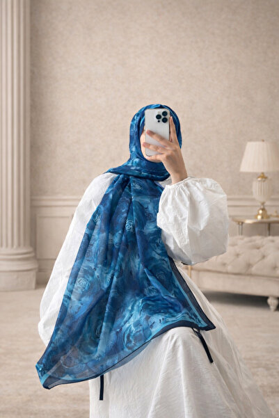 MİNELEŞARP34 Mineşararp Rosse model albastru cobalt șal din bumbac moale care...