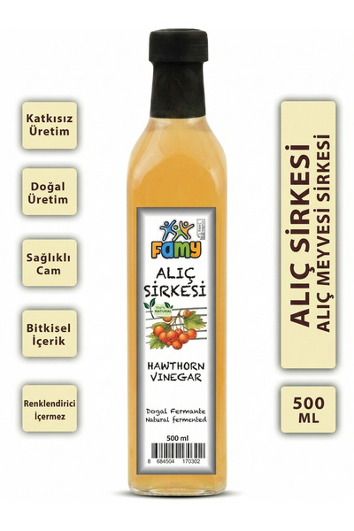 FAMY %100 Doğal Fermante Alıç Sirkesi 500 ml - Katkısız Geleneksel Cam Şişe