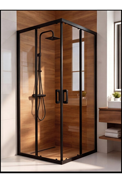 Durul Duşakabin Kare Siyah 5mm Şeffaf Cam Yükseklik 190cm