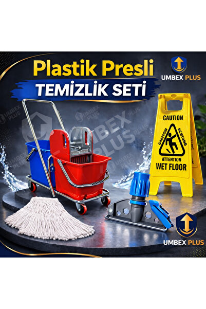 UMBEX PLUS UMBEX Çift Kovalı Krom Temizlik Arabası Paspas Arabası Islak Mop S...