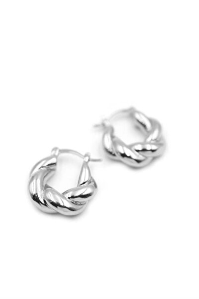 NOVAHAVEN أقراط دائرية محبوكة - فضي