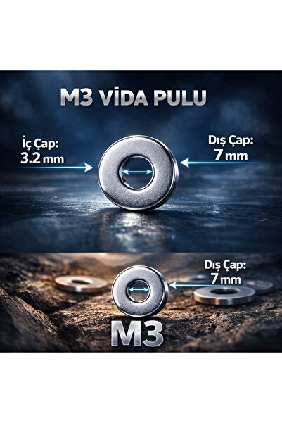 M3 Vida Pulu Rondela – Galvaniz Kaplı Düz Pul – 800 Adet – Dayanıklı Çelik Pul