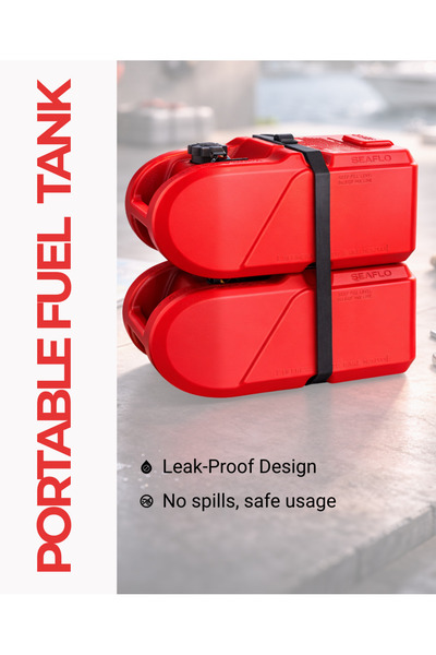 Seaflo Portable Marine Boat Fuel Tank with Gauge, 3 Gallon (12L) / 6 Gallon (24L)