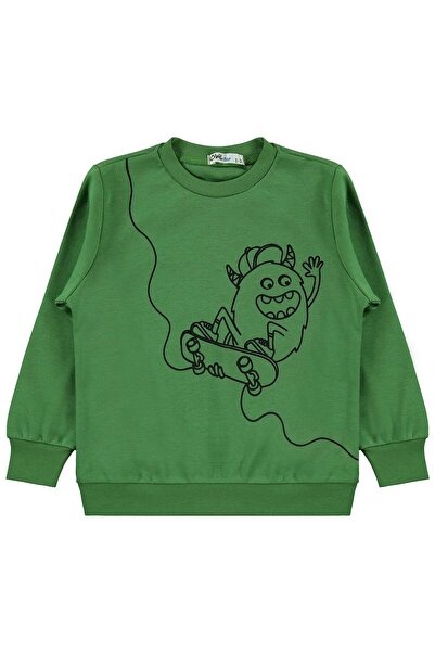 Civil Boys Skateboard Monster Printed Sweatshirt for Ages 2-5 - Green for Age...