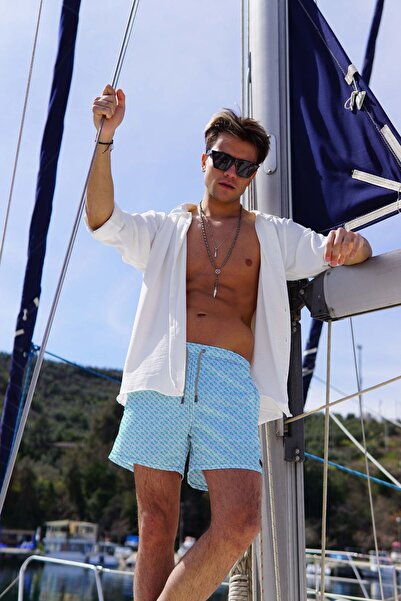 C&City Pánské plavky s digitálním potiskem C1166 Mint