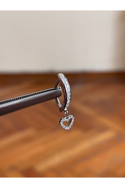 Rupen Kraft Kalp Sallantılı Zirkon Titanyum Klips Göbek Piercing Ultraliğht 1...