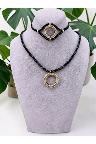 Arjew Çeyrek Ve gram Altın Takmaya Uygun Klasik Çerçeveli Kolye Ve Bileklik Seti