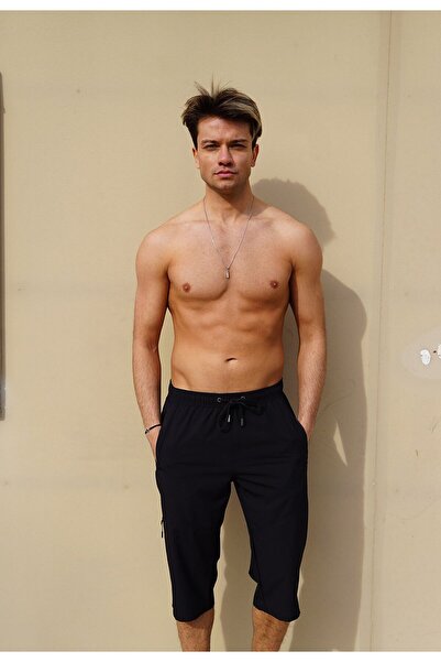 C&City شورت سباحة ليكرا مقاس كبير للرجال C1941 باللون الأسود