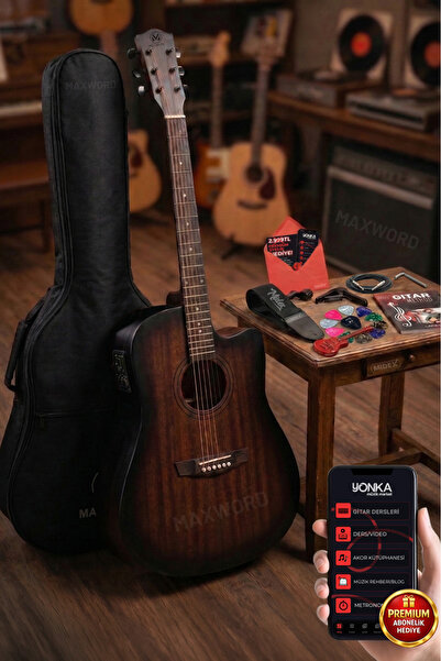 Midex Luxury HCR-560BRW-EQ Half Cutaway Elektro Akustik Gitar Seti