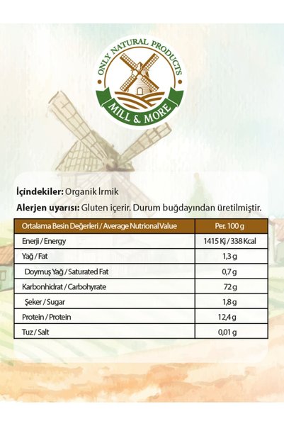Mill & More Only Natural Products Süper Set - Organik Bebek İrmiği 330g Organik Bebek Pudingi 300g Organik Bebek Muhallebisi 300g