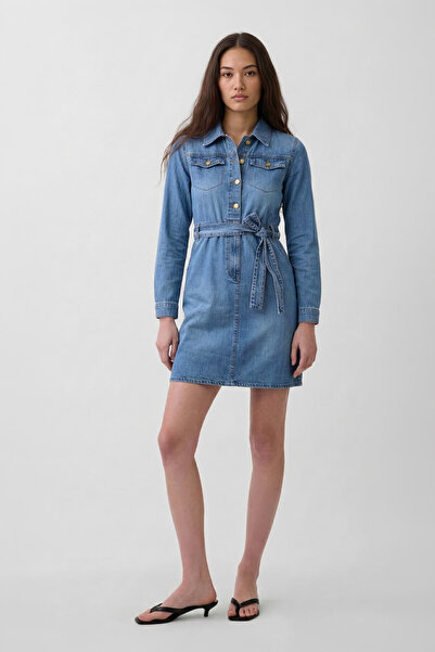 Bluewhite Дамска рокля с дълъг ръкав, синя