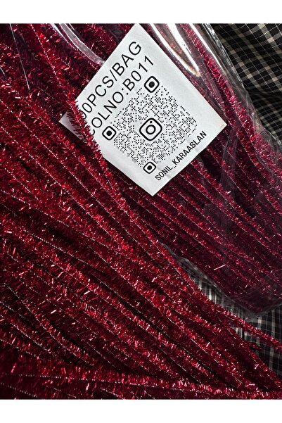 Mutkin Kırmızı Simli Şönil Renk KOD B011 Tel, El İşi, Hobi ve Çiçek Yapım Tel...