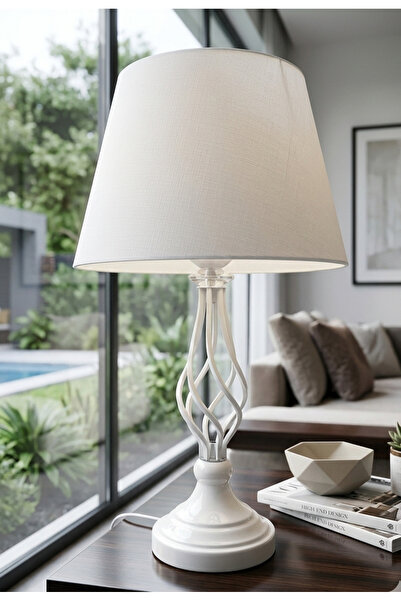 365GUNSERİSONU مصباح طاولة عاكس الضوء من الحجر الأبيض الريفي الملتوي 30 بوصة ...