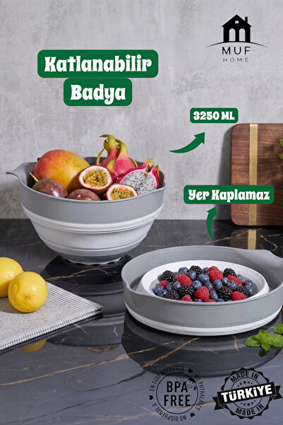 MUF HOME Katlanabilir Mikser Kabı Katlanabilir Badya Çok Amaçlı Akordion Yer ...