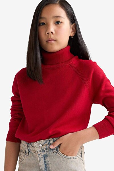 DeFacto Kız Çocuk Regular Fit Balıkçı Yaka Kazak