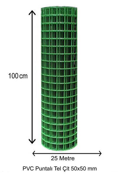 ÇINAR DİZAYN Puntalı Pvc Kaplı Çit Teli 50 Mm X 50 Mm Gözlü 100 Cm Yüksekliği...