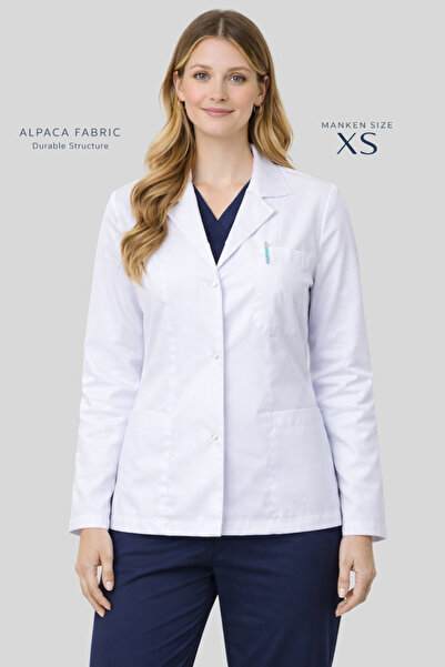 Simirna Üniforma Șorț alb pentru femei, pentru asistentă medicală, farmacistă...