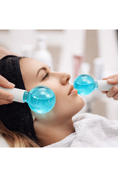 ThermoZen Set 2 globuri Beauty Globe masaj facial, relaxare, imbunatatirea circulatie, tonifiere, albastru