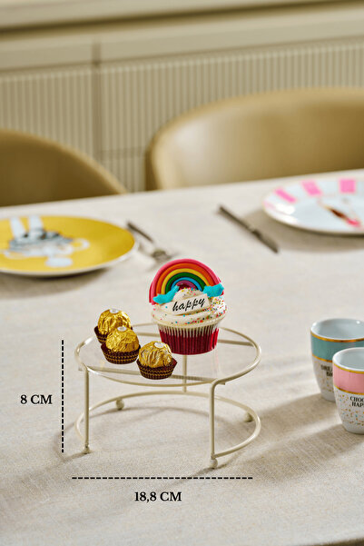 Edora Home Bej Küçük Boy Sunumluk Metal Hediyelik Dekorasyon İkramlık / Şeffa...