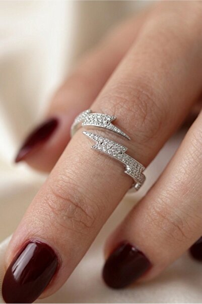 EKİDORA Retro Lightning Figure Steel Women's Ring Adjustable Model