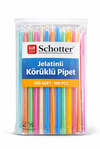 Broken Stone Gelatin Bellows Straws 100 Pieces – Individually Packaged, Stretchy Straws