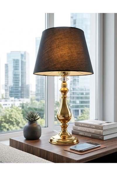 365GUNSERİSONU مصباح طاولة عاكس الضوء معدني كلاسيكي مطلي بالذهب مقاس 30 بوصة ...