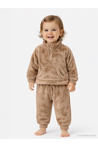 Civil Baby Yarım Fermuar 6-18 Ay Takım - Kahverengi 6-9 Ay