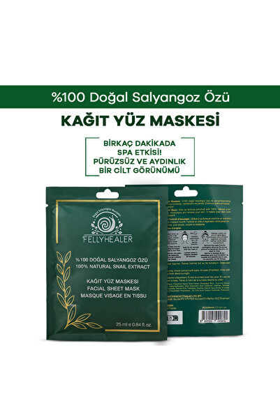 Fellyhealer SALYANGOZ ÖZLÜ KAĞIT YÜZ MASKESİ