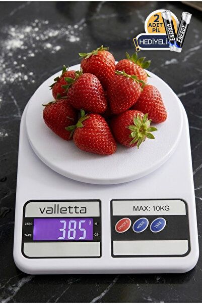 valletta Yucca Pil Hediyeli Ekranlı Dijital Hassas Mutfak Tartısı, Mutfak Ter...