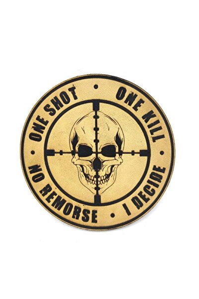 Seyhan Askeri Malzeme ONE SHOT ONE KILL KESKİN NİŞANCI Deri PEÇ - Arma - Aske...