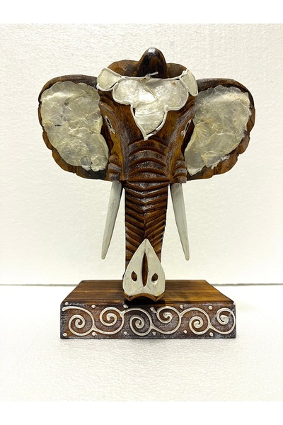 BARC DEKORATİF AHŞAP FİL KAFASI SEDEFLİ 22CM