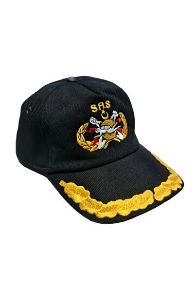 Seyhan Askeri Malzeme SAS ŞAPKA SİYAH DEFNE DALI İŞLEMELİ